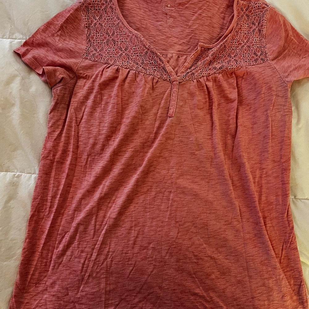 St. John's Bay Pink Embellished Short Sleeve Blouse